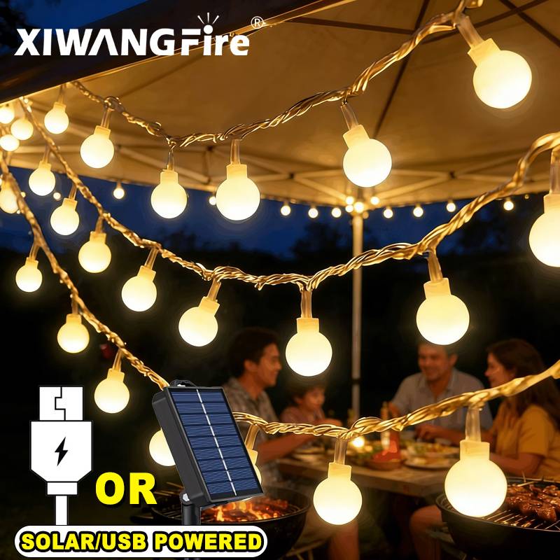 Solar Garden Light - 3-10M Solar/USB/Battery String Lights, Fairy Globe