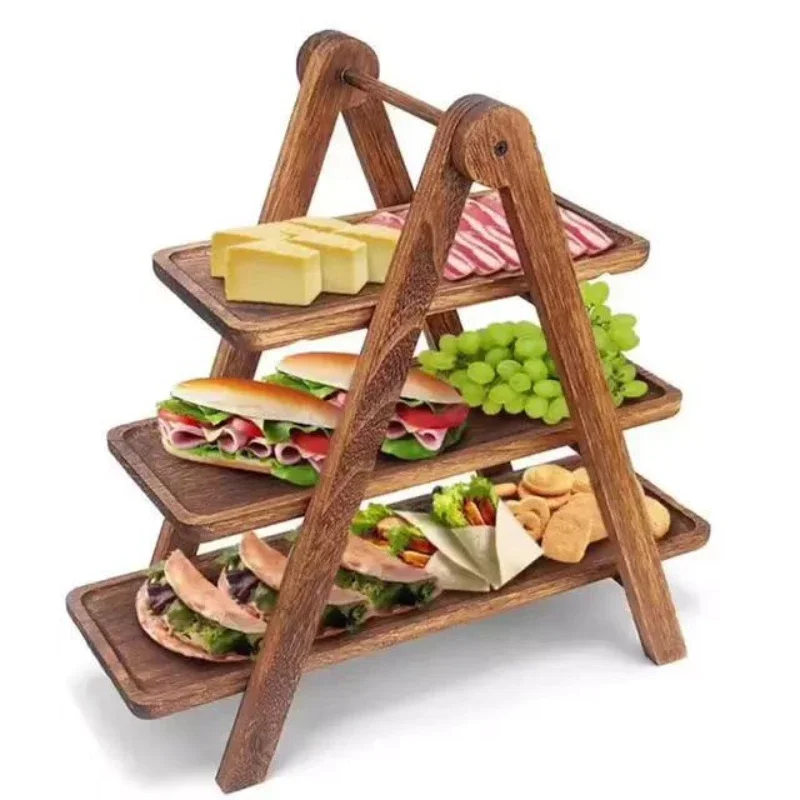 Bamboo Cutlery - 3 Tier Serving Tray Wood Tiered