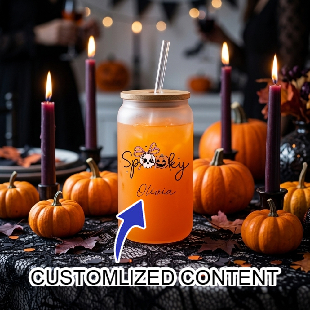 Reusable Straw - Custom Name Spooky Halloween Glass Cup