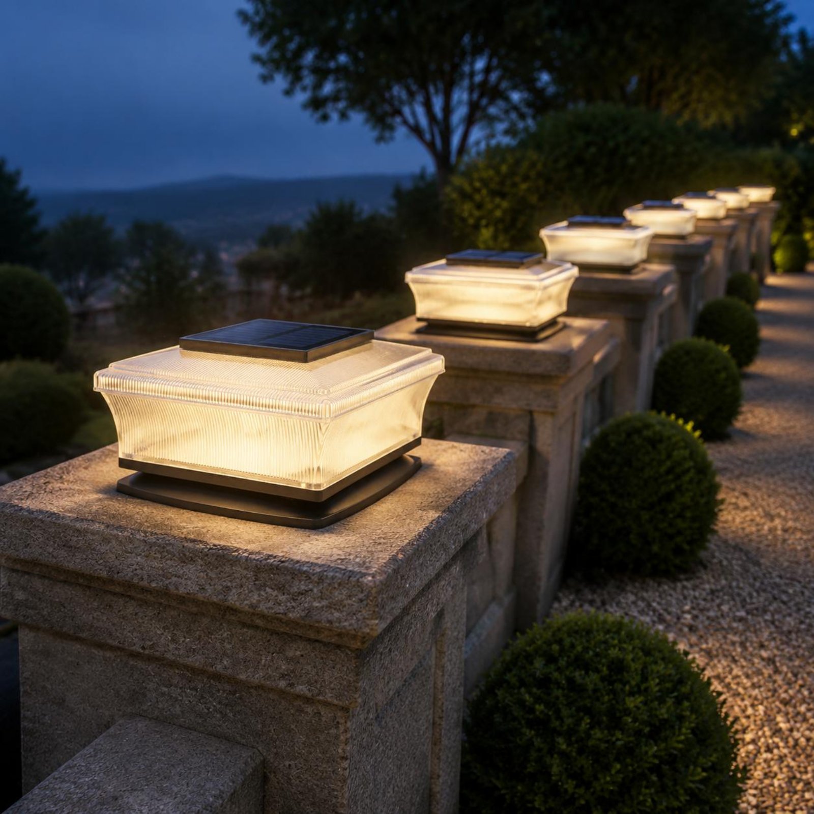 Solar Garden Light - Solar Post Cap Light Wireless Square