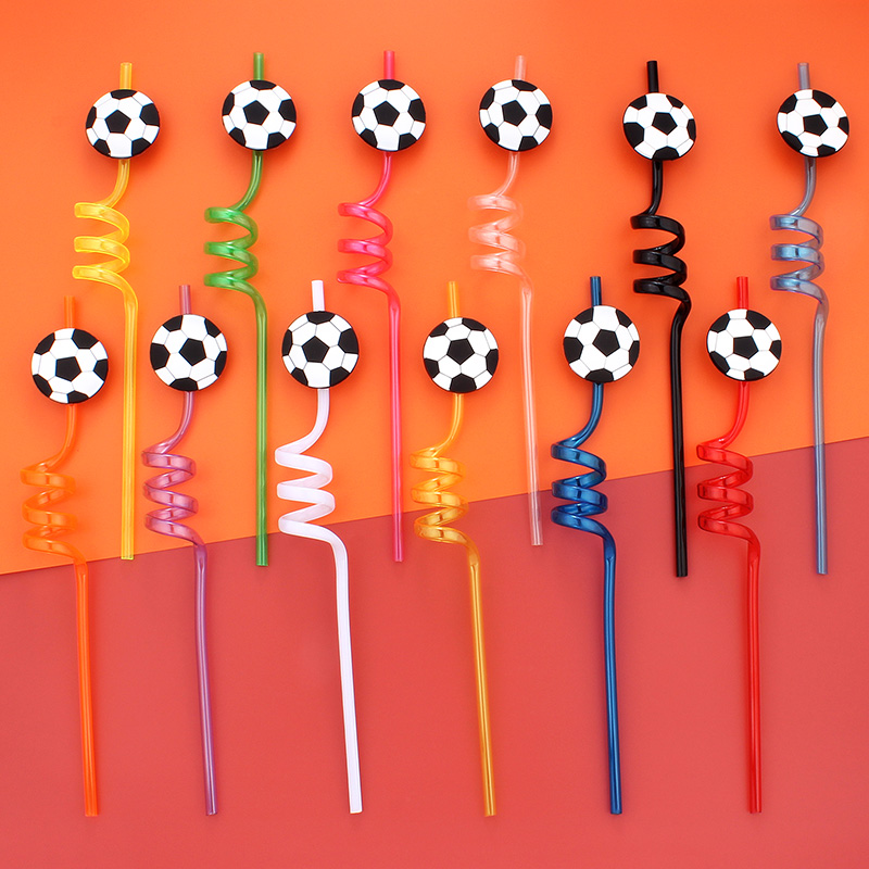 Reusable Straw - 12pcs Football Themed Straws, Reusable Home