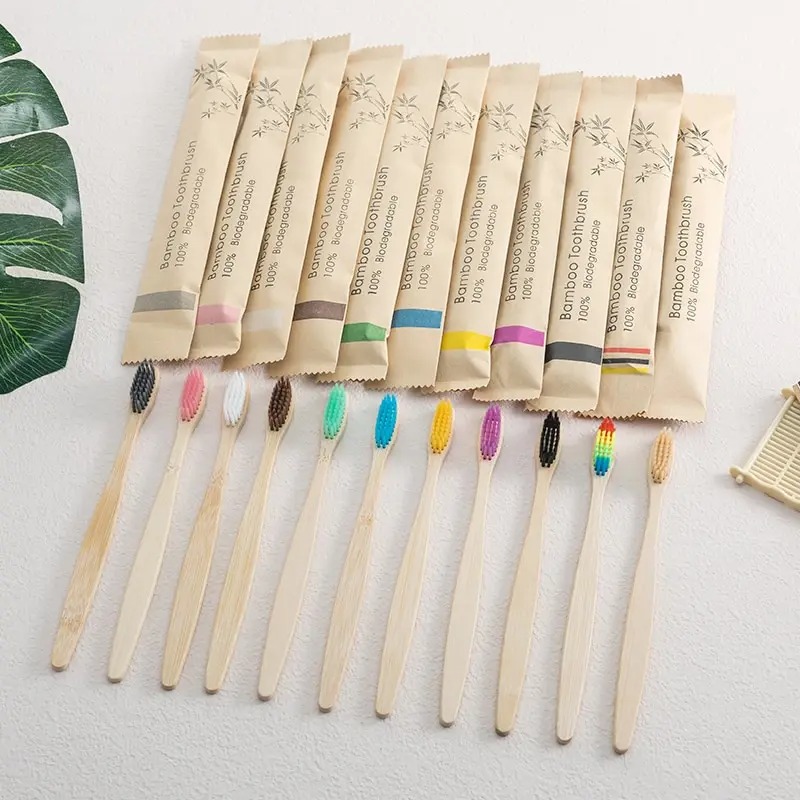 Bamboo Toothbrush - 10 Pack Natural Bamboo Toothbrushes Eco