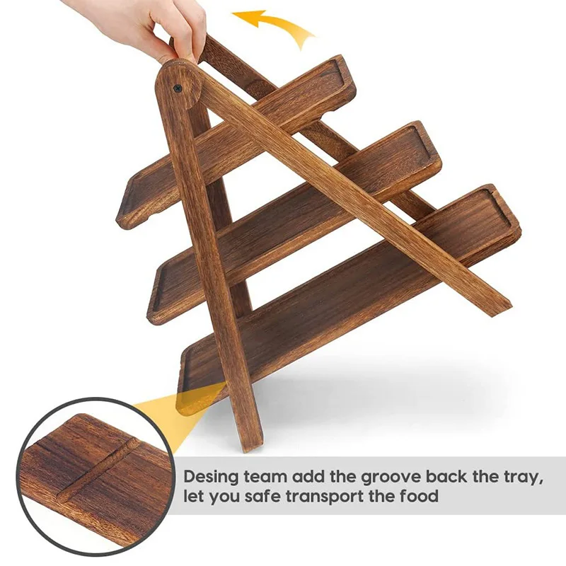 3 Tier Serving Tray Wood Tiere - Bamboo Cutlery review and price