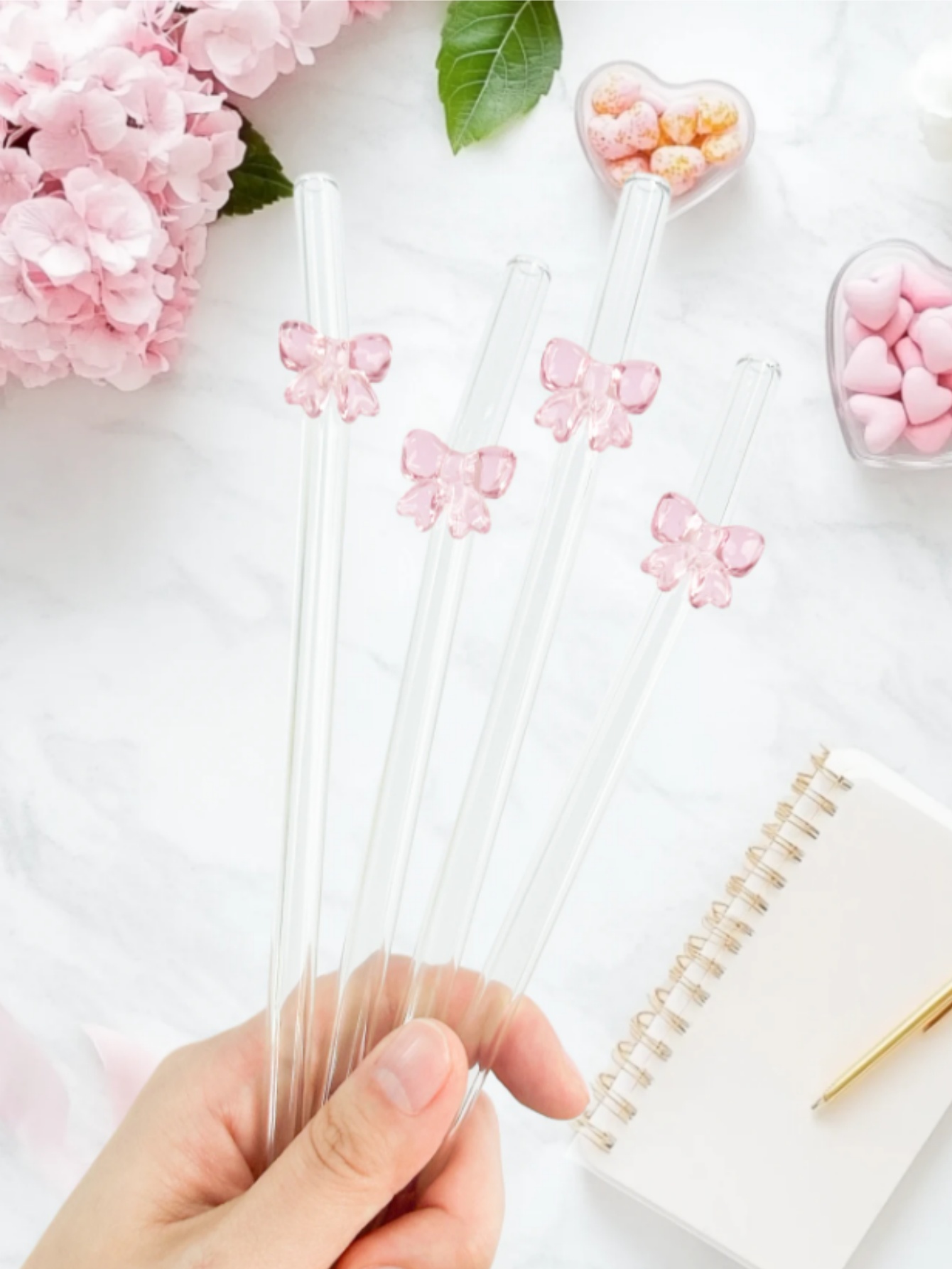 1/6PCS Cute Cartoon Pink Bowkn - Reusable Straw review and price