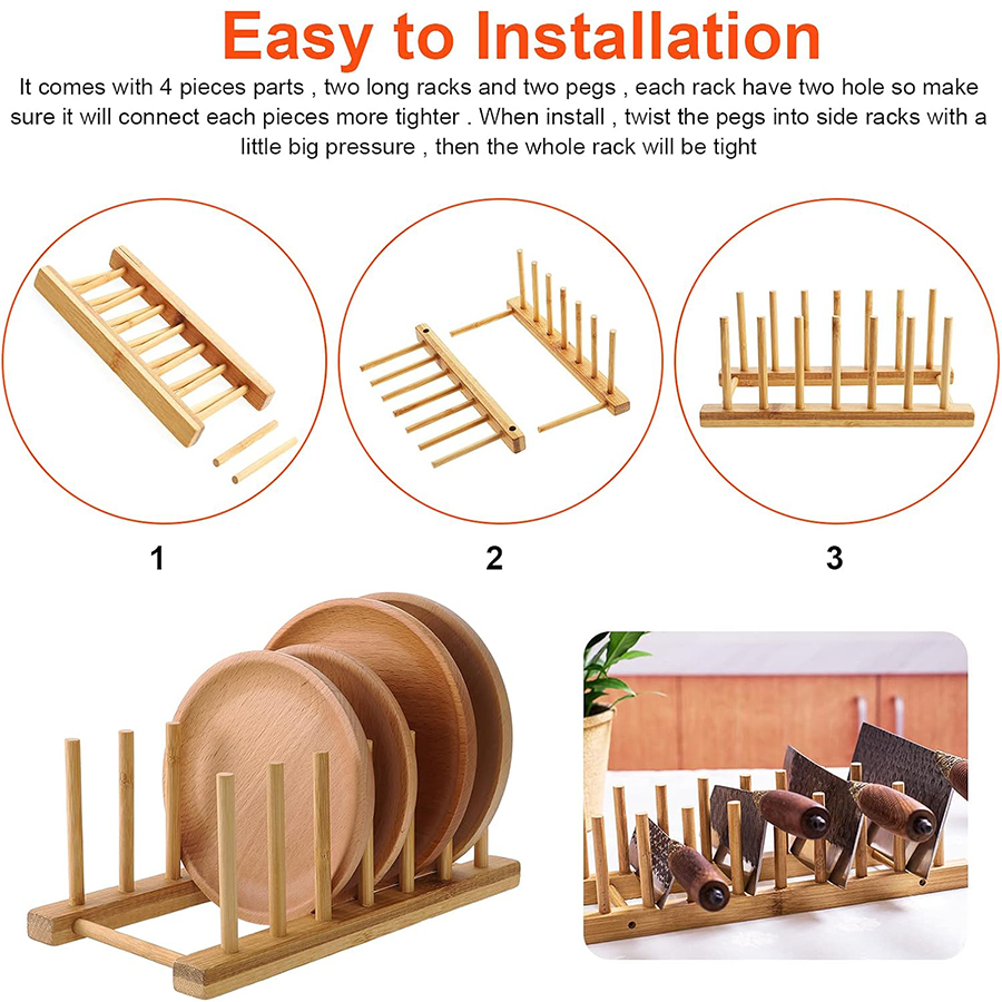 1pcs/2pcs Bamboo Dish Rack, Pl - Bamboo Cutlery review and price