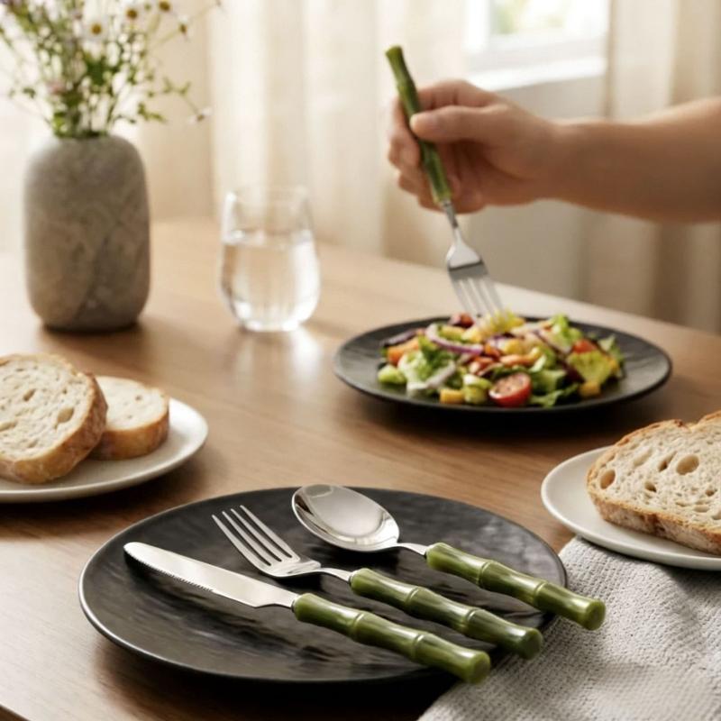 Bamboo Handle Acrylic 304 Stai - Bamboo Cutlery review and price